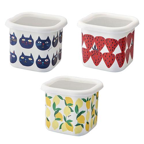 ホーローキューブストッカーS 保存容器 キャニスター 調味料 レトロ調