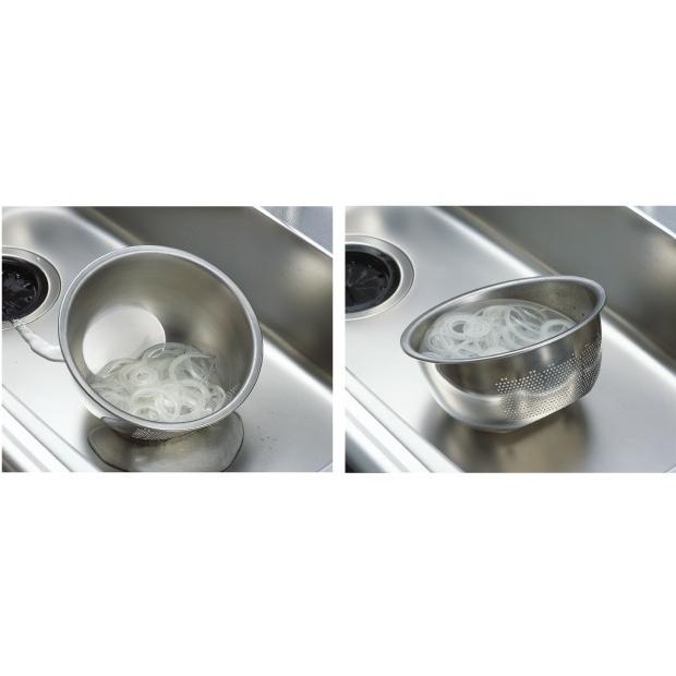 ステンレスボウル 水切りボウル 3WAY水切りキッチンボウル ザルにも