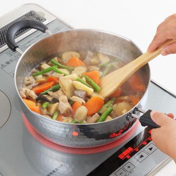 ステンレス雪平鍋 24cm ガス火・IH対応 補助取っ手付き行平鍋 味壱