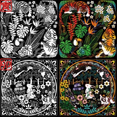 スクラッチアート 花と動物たちのファンタジー 十二支編 上巻 大人の