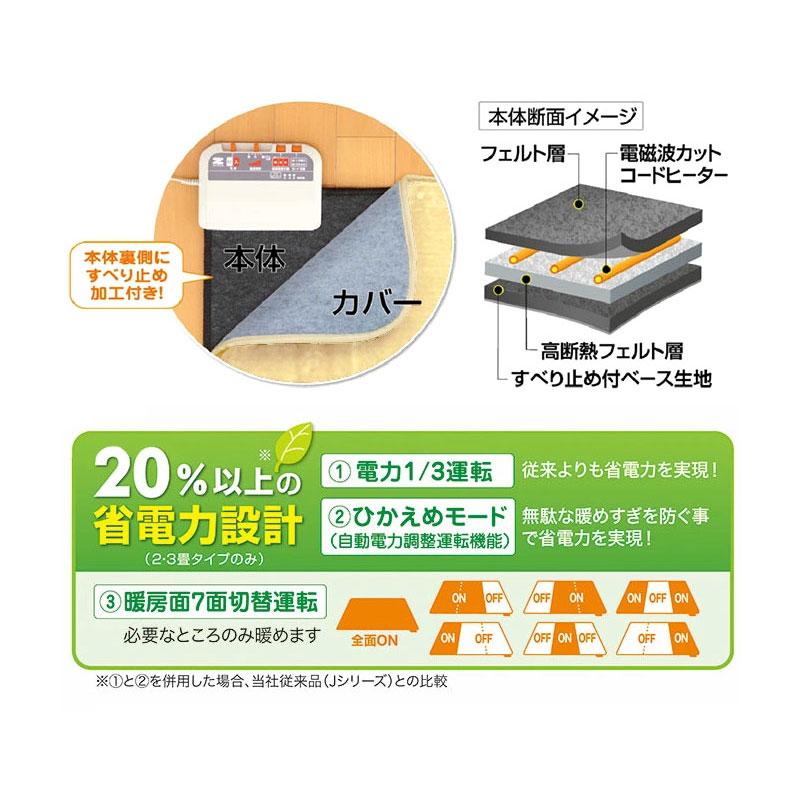 ゼンケン 電気カーペット ホットカーペット 3畳 本体+カバー付 ZC-30SM