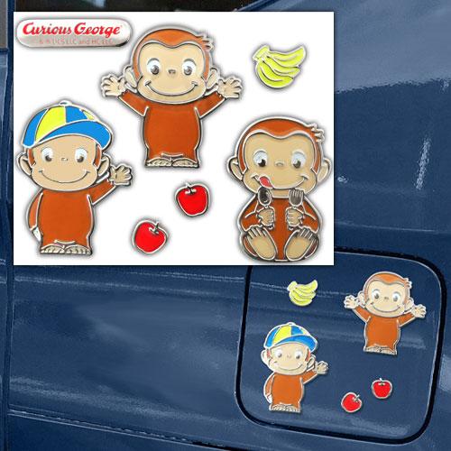 立体ステッカー カラーエンブレム おさるのジョージ バイク 車 エンブレムステッカー ヘルメット スーツケース カー用品 キャラクターステッカー かわいい | 三金商事