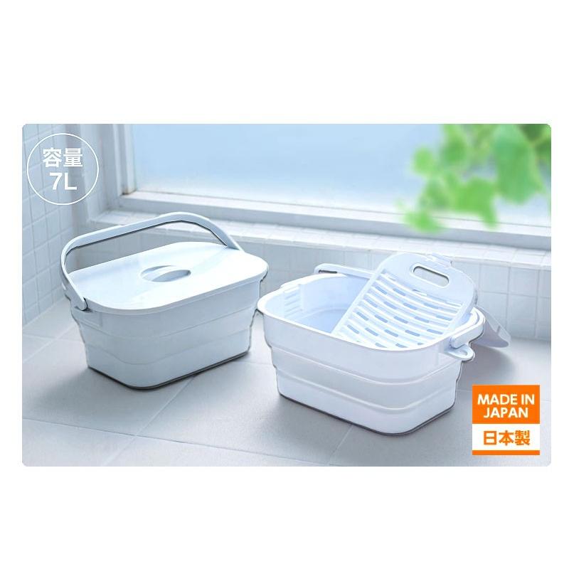 つけ置きバケツ 折りたたみ つけ置き洗い 漂白 上履き 蓋 洗濯板付 折りたたみバケツ 四角 洗い桶 シリコンバケツ つけ置きバスケット 洗濯 多機能洗い桶 | 伊勢藤 | 01