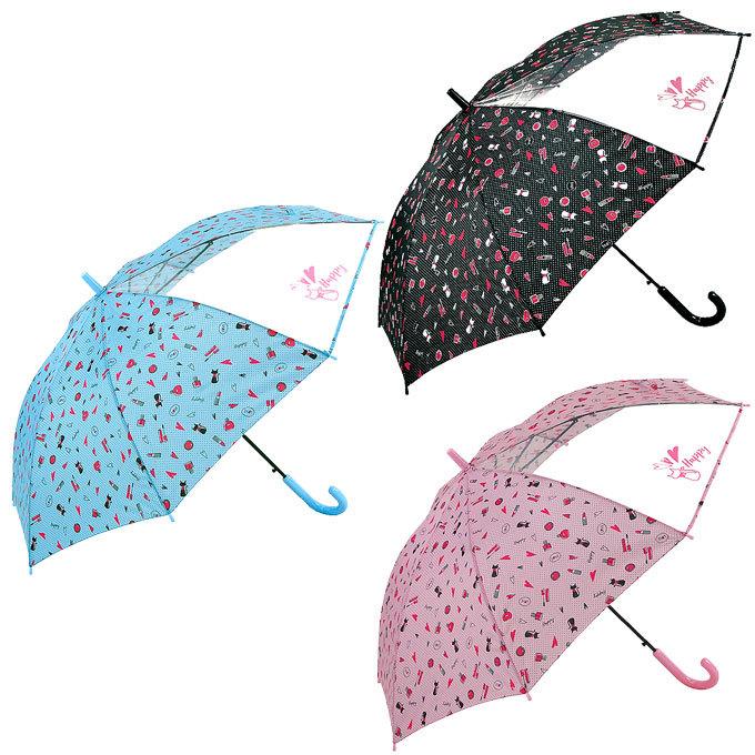 傘 子供 女の子 長傘 キッズ 雨傘 55cm 猫 コスメ 透明窓付き キャット ネコ 生活通販お助け隊 通販 Yahoo ショッピング