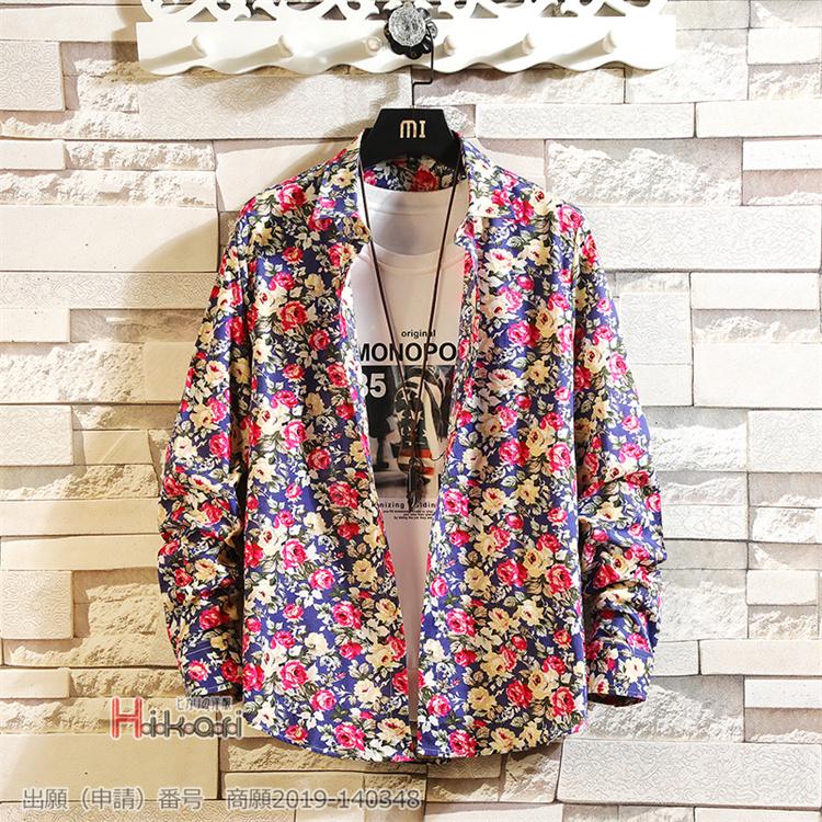 アロハシャツ メンズ 長袖シャツ 花柄シャツ カジュアルシャツ