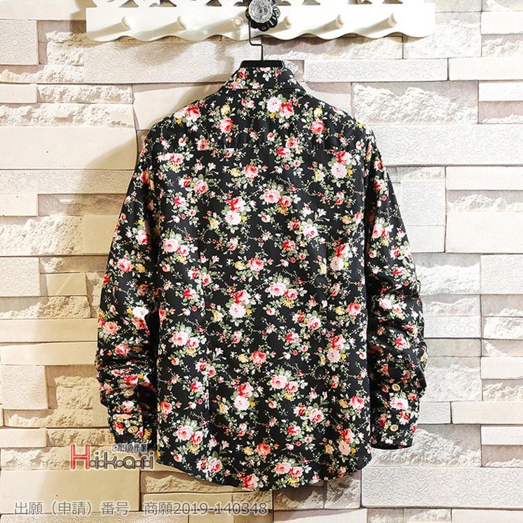 アロハシャツ メンズ 長袖シャツ 花柄シャツ カジュアルシャツ