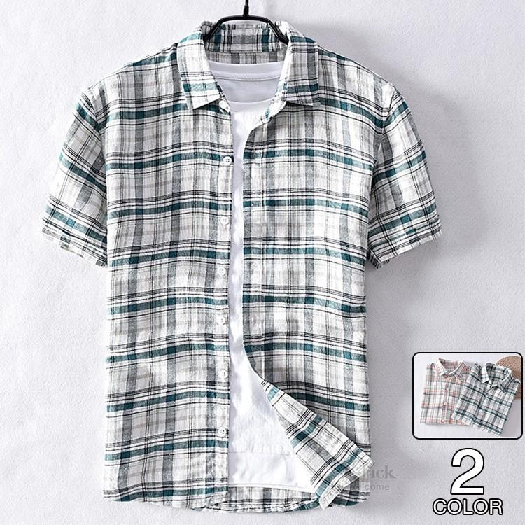 麻シャツ リネンシャツ メンズ カジュアルシャツ 半袖 チェック柄 シャツ 開襟シャツ お兄系 半袖シャツ おしゃれ 夏 夏服 Ota V Luck 通販 Yahoo ショッピング