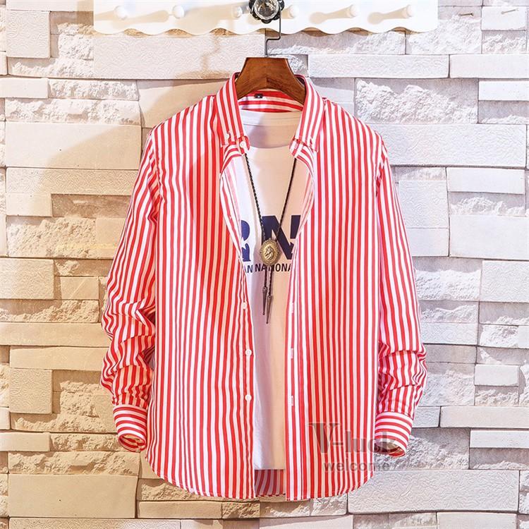 ボタンダウンシャツ メンズ ストライプシャツ 長袖シャツ 開襟シャツ カジュアルシャツ ビジネス 紳士服 おしゃれ Ota V Luck 通販 Yahoo ショッピング
