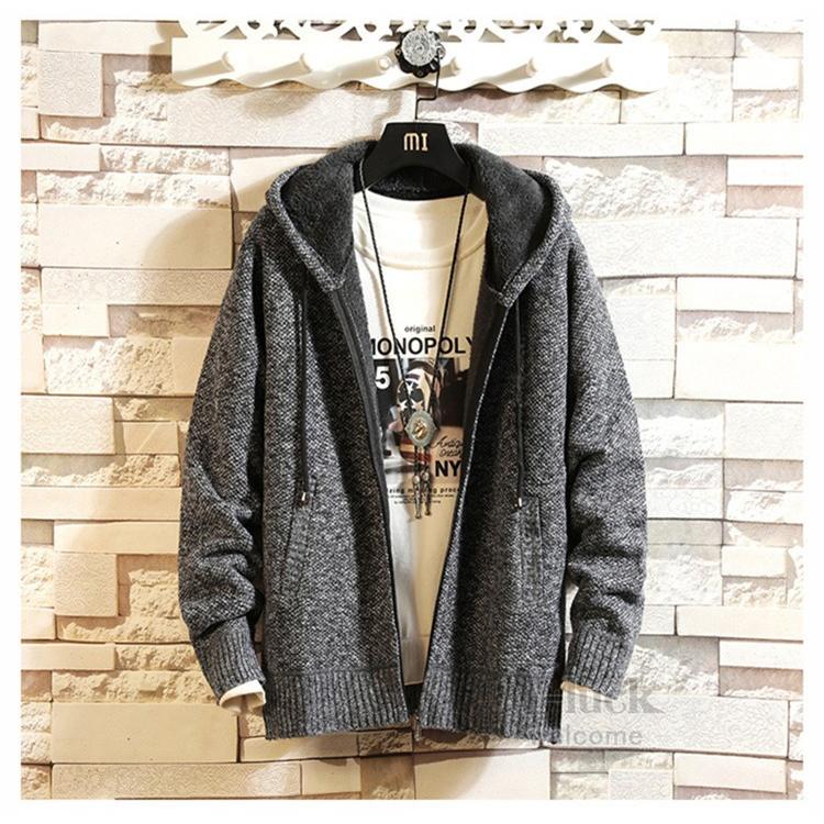 カーディガン メンズ 裏起毛 ニットカーディガン パーカー 長袖 トップス ニットセーター 防寒着 秋冬 Ota V Luck 通販 Yahoo ショッピング