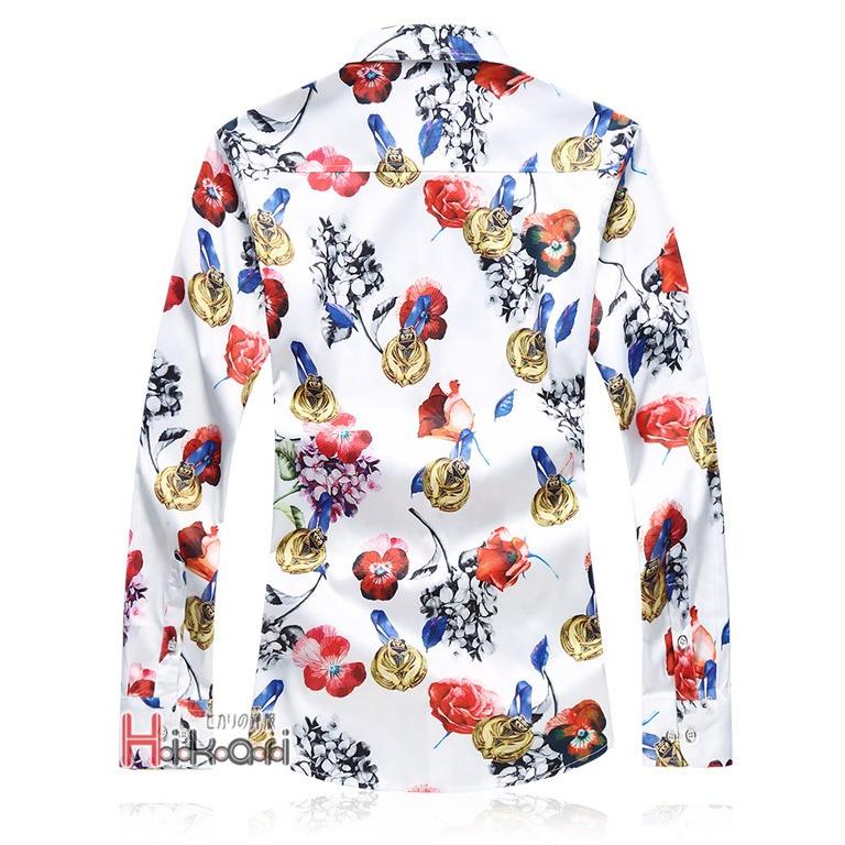 長袖シャツ メンズ 花柄 アロハシャツ カジュアルシャツ 花柄シャツ
