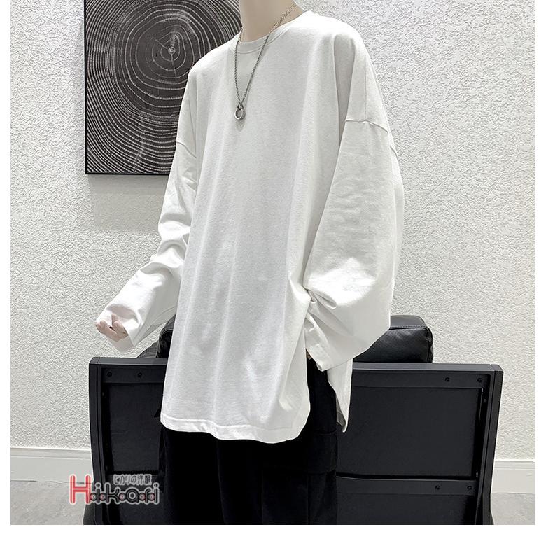 ロングTシャツ ロンT メンズ 長袖Tシャツ クルーネック 無地