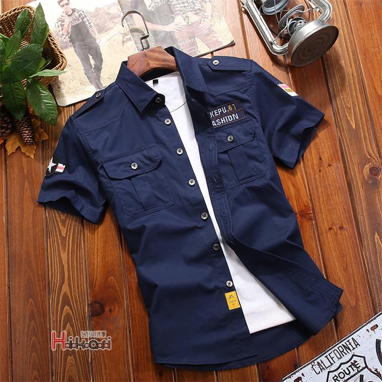 半袖シャツ メンズ ミリタリーシャツ カジュアルシャツ 夏服 無地 40代