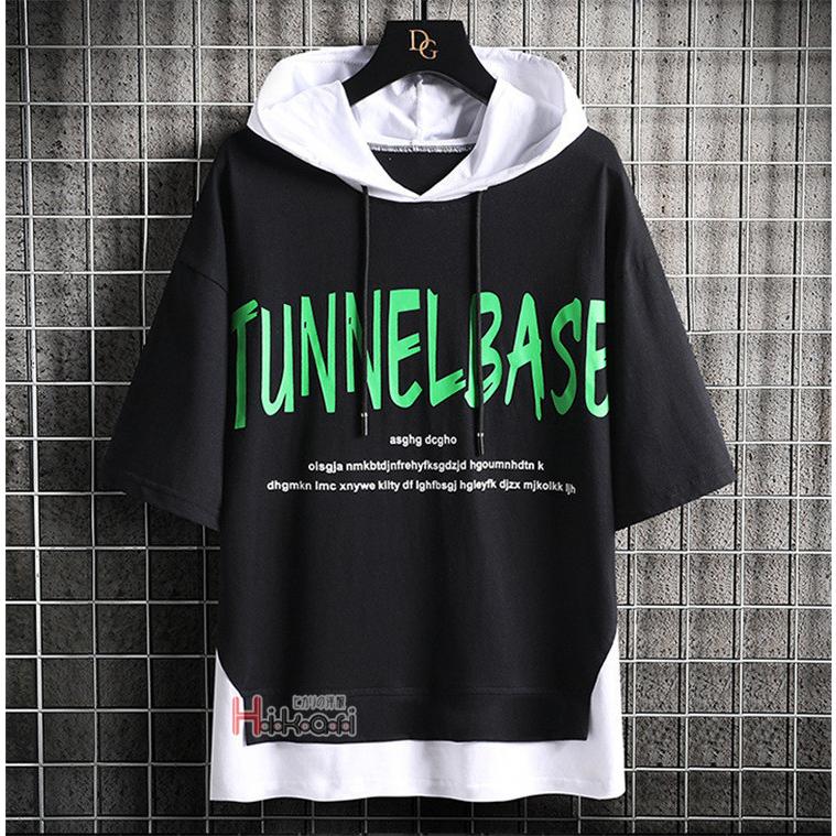 パーカー メンズ 半袖 プルオーバー パーカ 英字プリント 重ね着風