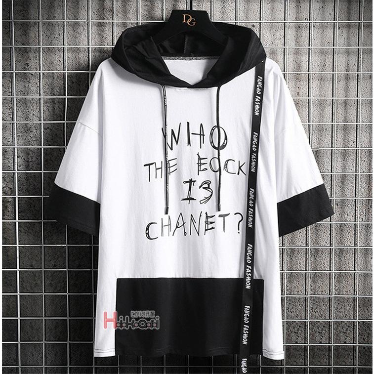 パーカー メンズ 半袖 プルオーバー パーカ 英字プリント 重ね着風