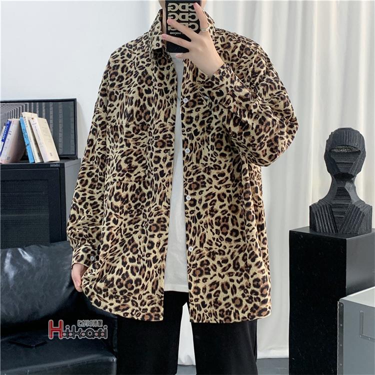 新品タグ付き FURRY SHIRTS ヒョウ柄 長袖シャツ メンズ カジュアル ヒョウ柄 シャツ メンズ 長袖 おしゃれ カジュアルシャツ