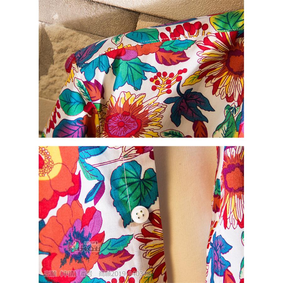 アロハシャツ メンズ 春服 長袖シャツ トップス 花柄 カジュアル 開襟