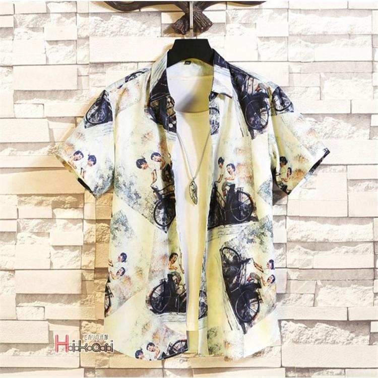 カジュアルシャツ アロハシャツ メンズ 総柄シャツ 半袖シャツ