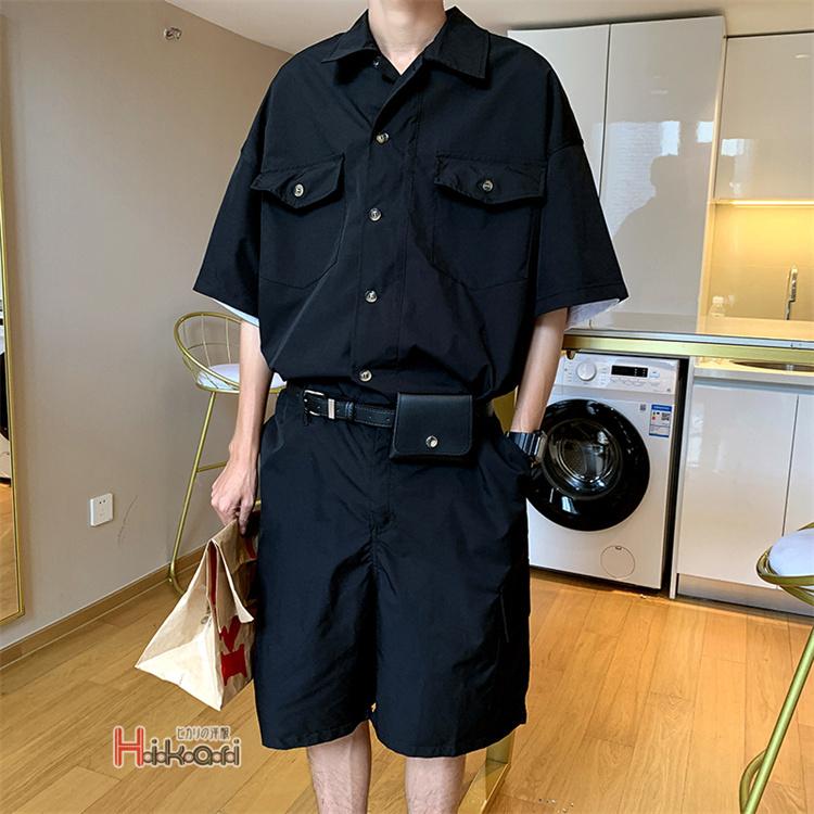 Hightつなぎ メンズ 半袖 オールインワン 薄手 ウェスト調整可 おしゃれ プレゼント 作業服 夏物 父の日 半袖ツナギ ハーフパンツ