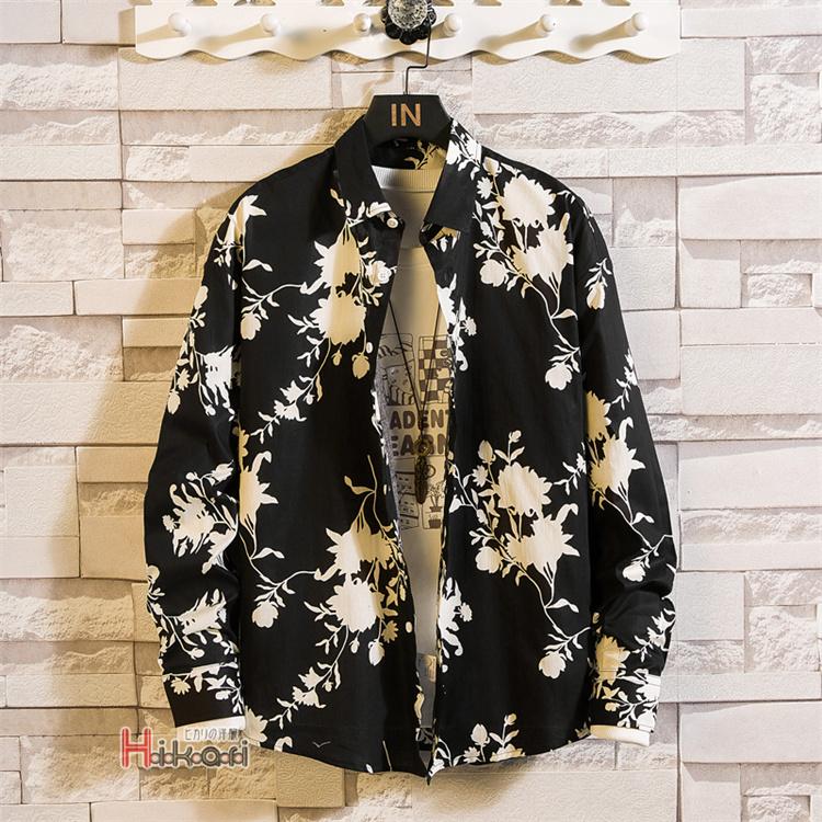 総柄シャツ メンズ 長袖 アロハシャツ トップス カジュアル