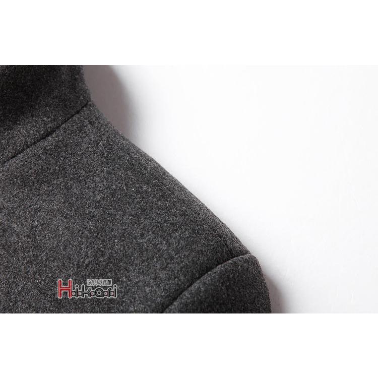 ビジネスコート メンズ ステンカラーコート 中綿入り ジャケット ウールコート 暖かい 秋冬 40代 50代 黒 グレー 紳士服