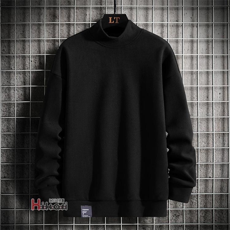 トレーナー メンズ 無地 モックネック ハイネック 微起毛