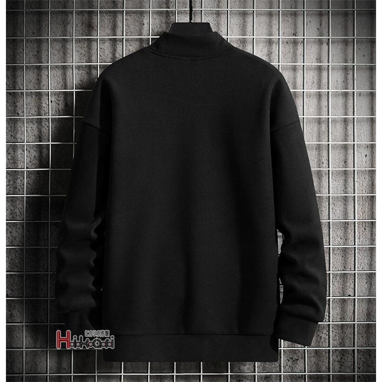 トレーナー メンズ 無地 モックネック ハイネック 微起毛