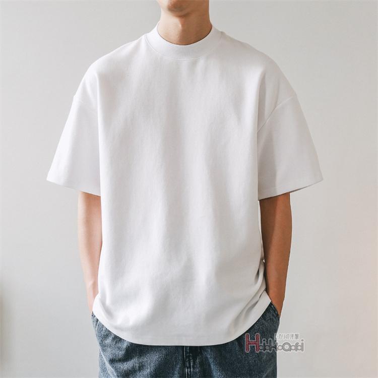 Tシャツ カットソー メンズ 綿100％ ハイネックtシャツ モックネック