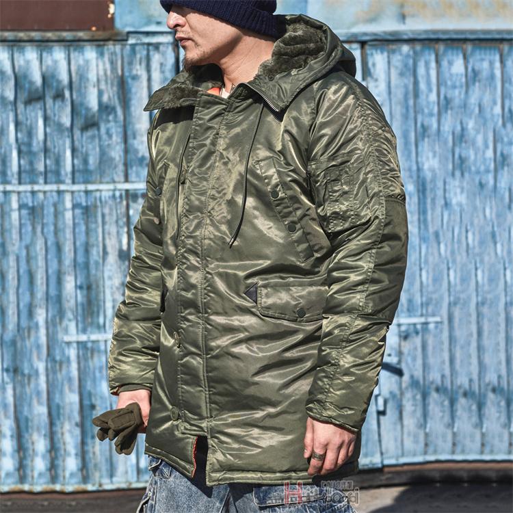 BARACUTA N-3B ミリタリー フライトジャケット コート サイズL N-3B ミリタリー フライトジャケット メンズ ファー付き中綿ジャケット