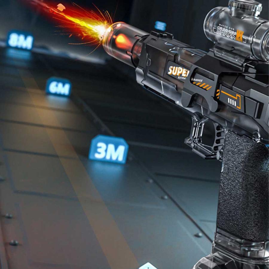 電動水鉄砲 ウォーターピストル 高速連射 LEDライト付き 貯水タンク搭載 充電式 水漏れ防止 強力射程 大人 子供兼用 プール ビーチ 夏の水遊び |  | 03