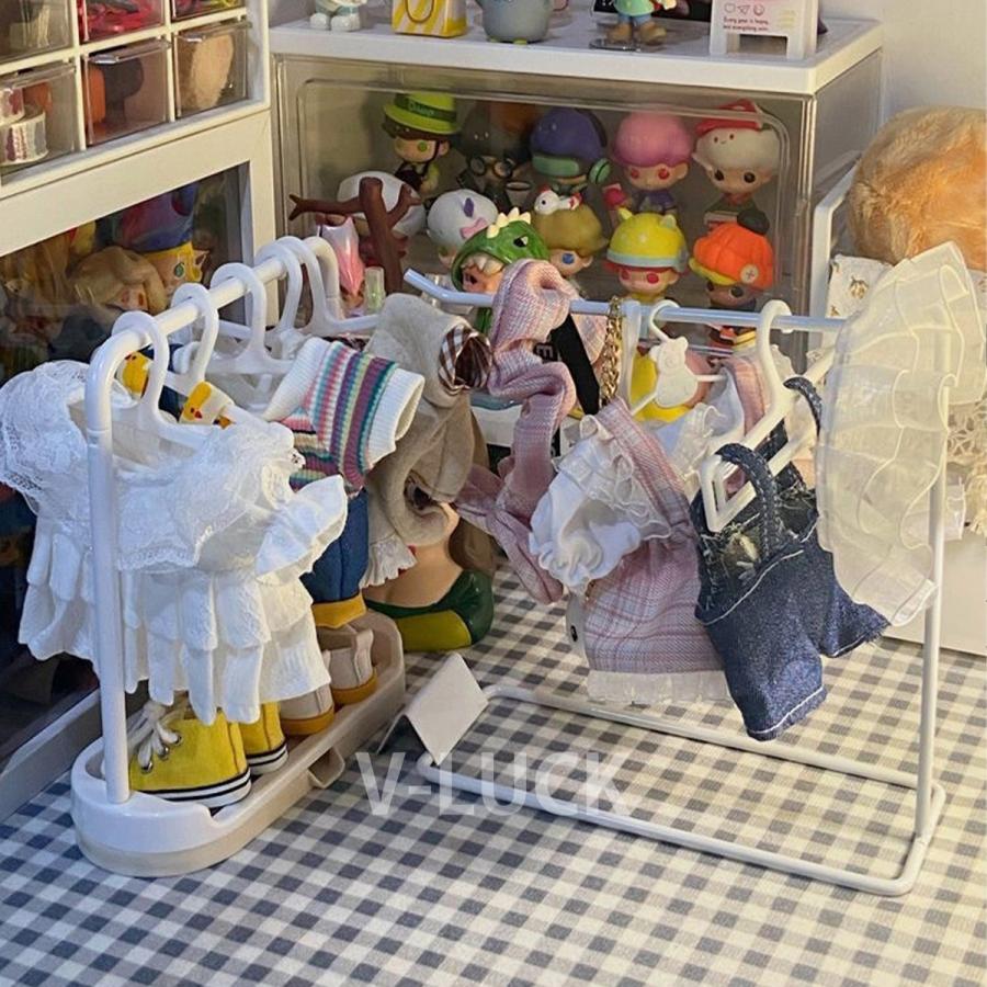 ラブブ ぬいぐるみ用 衣装ハンガー LABUBU ドール服ハンガー 物干しスタンド 人形用アクセサリー ミニチュア家具 着せ替え服収納 ハンガー10本付き ラブブグッズ |  | 02