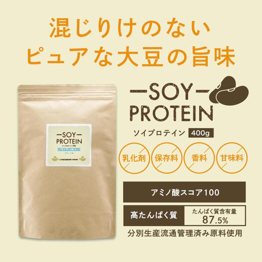 ソイプロテイン 無添加 400g 人工甘味料不使用 女性 高たんぱく 