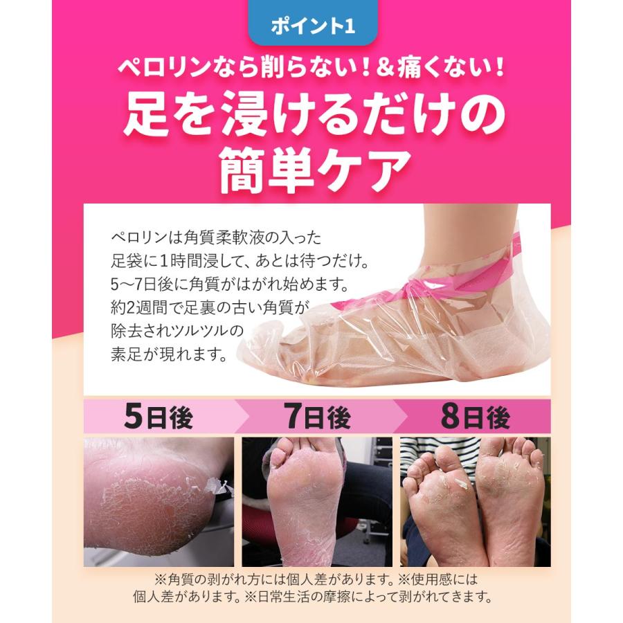 足裏 角質除去 ペロリン 4回分 かかと 角質ケア パック ひび割れ 乾燥 足の角質取り かかとケア フットケア 履くだけ フットピーリングパック|otbj|05