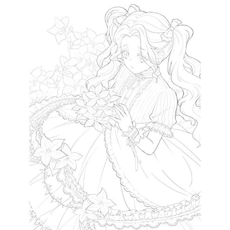 新しいかわいい花と女の子の塗り絵の秘密の庭スタイルの線画の本キルタイム絵画本 Otc Store 通販 Yahoo ショッピング