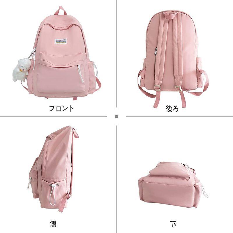 Porrasso リュック レディース バックパック 大容量 カジュアル リュックサック かわいい飾り付き ナイロン 軽量 高校生 スクールリュック 通学 通勤 旅行 即発送可能