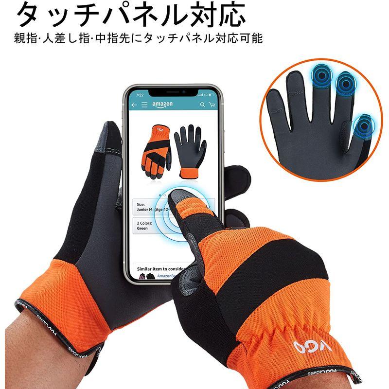 Vgo メンズ メカニックグローブ Ｌ, ワークグローブ 作業手袋 合皮 オレンジ,PU7741-ML PU 整備グローブ 作業用手袋