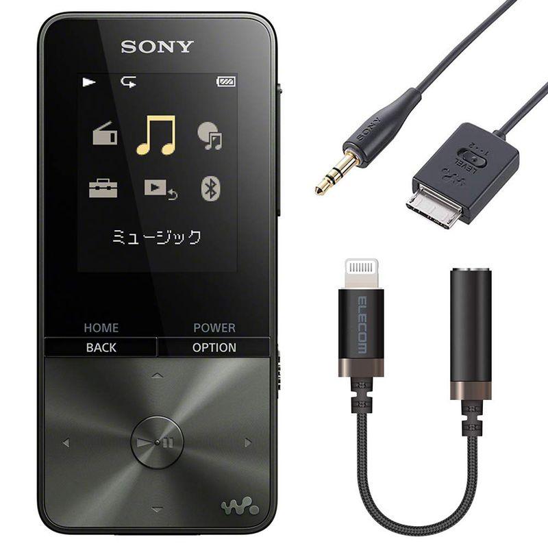 i ph0ne用 ソニー ウォークマン Sシリーズ MP3プレーヤー 4GB NW-S313 BC ブラックと録音&変換ケーブルセット