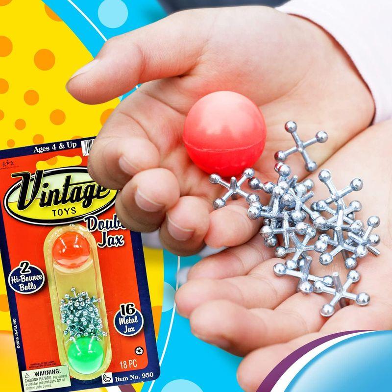 JaRu Vintage Toys Double Jax Retro 2 Hi-Bounce Balls & 16 Metal Jacks｜otc-store｜05