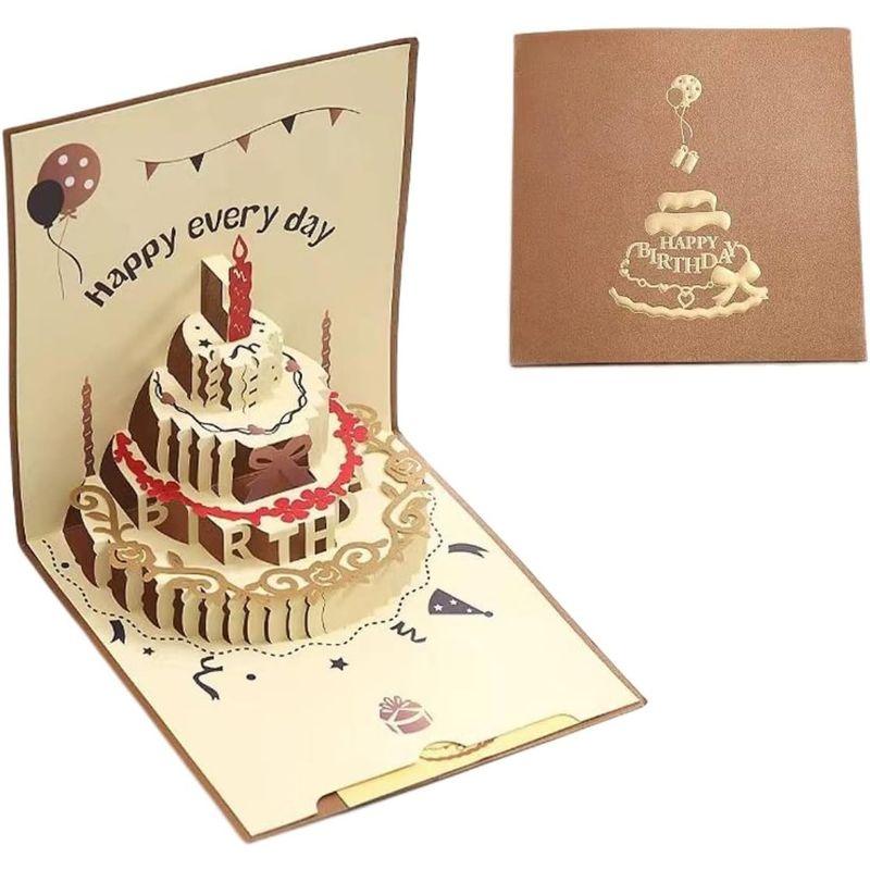 Bluwhale 誕生日ケーキカード バースデーカード 立体カード 3D メッセージカード 記念日 お誕生日 封筒付き｜otc-store｜02