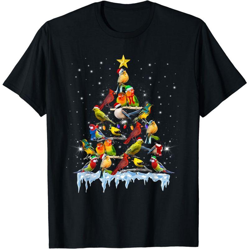 鳥のクリスマスツリーライトおかしい鳥のギフト Tシャツ｜otc-store｜02