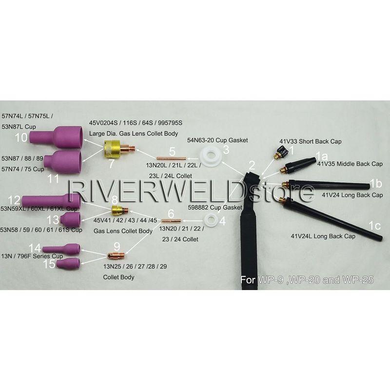 RIVERWELD TIGガスレンズアルミナノズル53N60フィットPTA DB SR WP 9 20 24 25 TIG溶接トーチ10個｜otc-store｜03