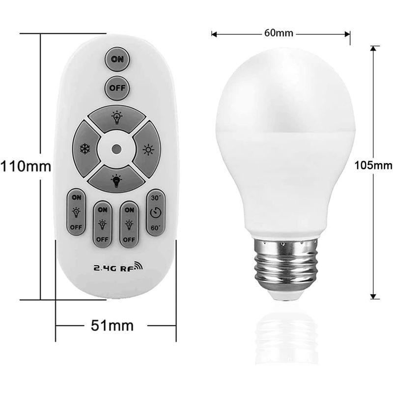 E26 LED電球 60W 調光・調色機能対応 電球色、昼光色、昼白色 6W電球セット タイマー機能付き リモコン密閉型器具対応 ，600L｜otc-store｜06