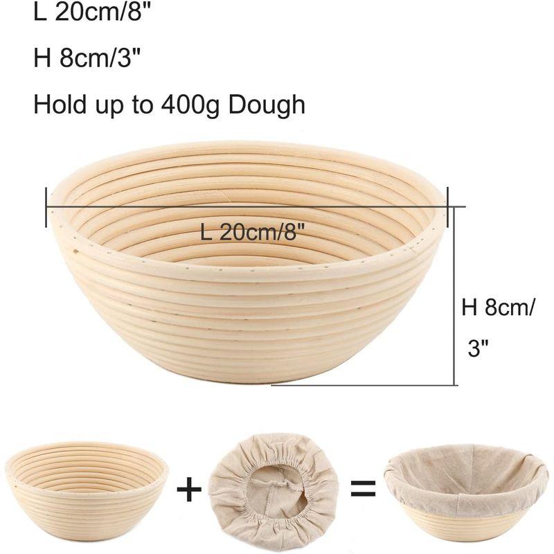 天然籐籐製醗酵カゴ パン作りの小道具 発酵バスケット 生地スクレーパー (丸型 20x8cm)｜otc-store｜02