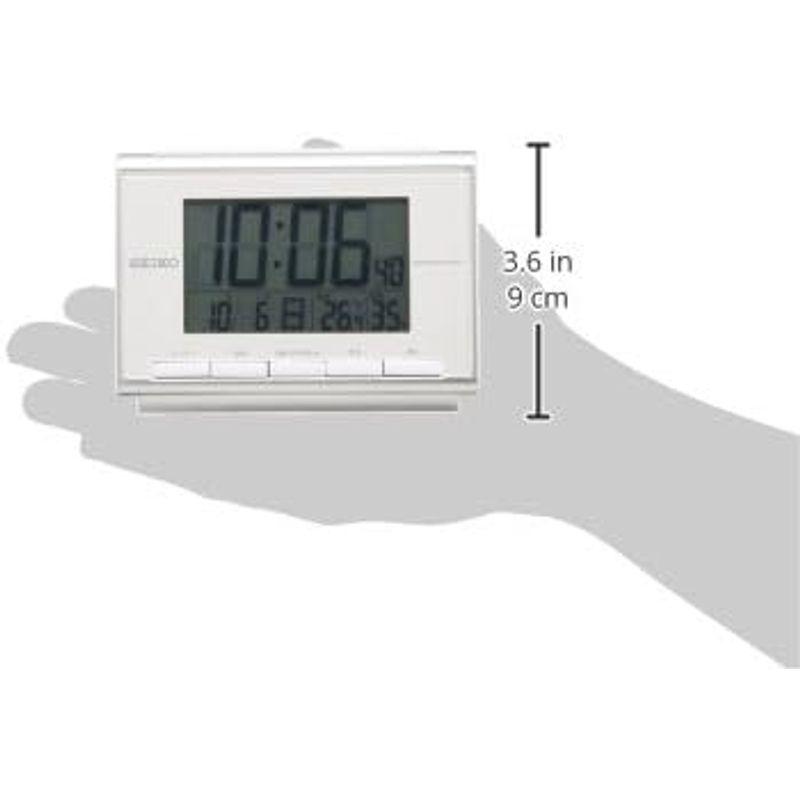 セイコー クロック 目覚まし時計 電波 デジタル カレンダー 温度 湿度 表示 白 パール SQ698S SEIKO｜otc-store｜02