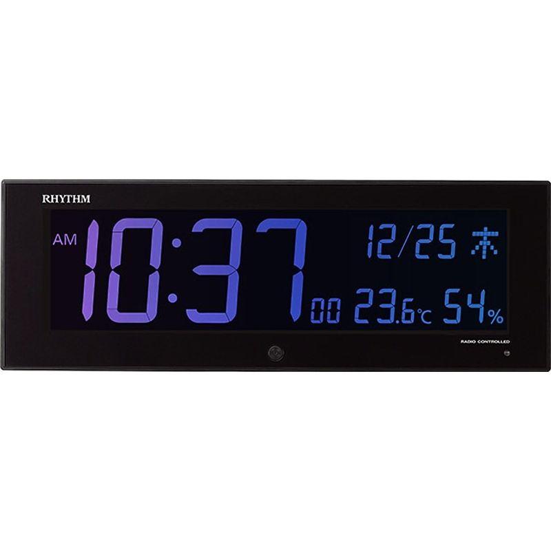 リズム(RHYTHM) 大型 掛け時計 電波時計 デジタル カラー グラデーション LED 365色 表示 黒 Iroria G 8RZ18｜otc-store｜02
