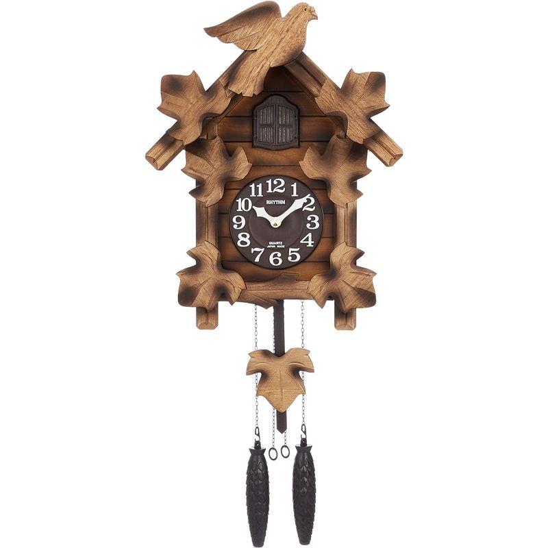リズム(RHYTHM) 鳩時計 掛け時計 日本製 Made in Japan 本格的ふいご式 木 茶色 54.0(重錘含まず)×30.5×1｜otc-store｜05