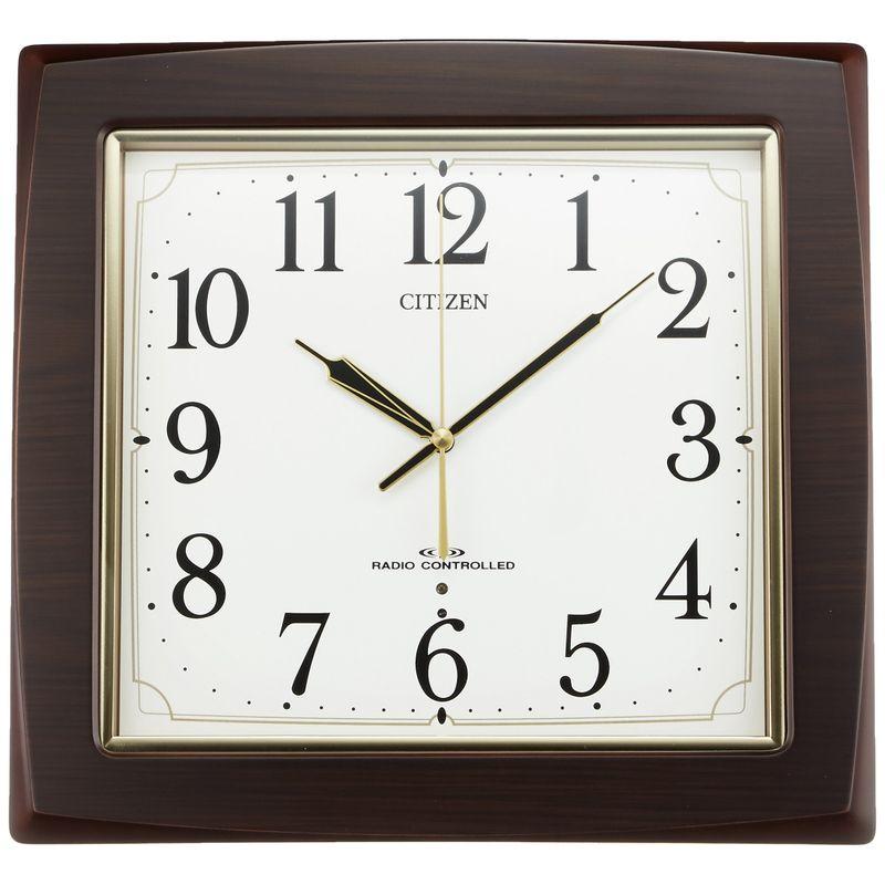 リズム(RHYTHM) シチズン 掛け時計 電波時計 連続秒針 ブラウン