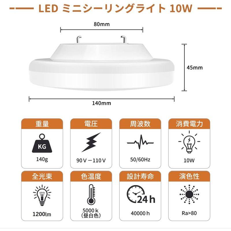 Hzesong 2個セット LEDシーリングライト 小型 照明器具 軽薄型 60W形相当 3-6畳 10W 5000K 1200lm 玄関灯｜otc-store｜08