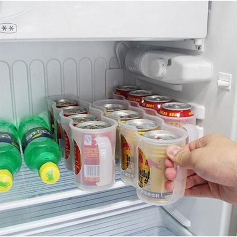 narunaru 冷蔵庫スッキリ 4本収納 ドリンク缶ホルダー 2個セット 取っ手付き 缶が見やすい透明素材 缶ディスペンサー PP素材 ビ｜otc-store｜06