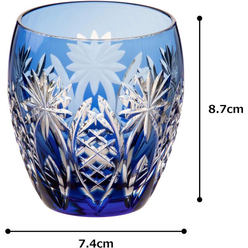 カガミクリスタル(Kagami) ロックグラス 青 240cc 江戸切子 矢来重に星