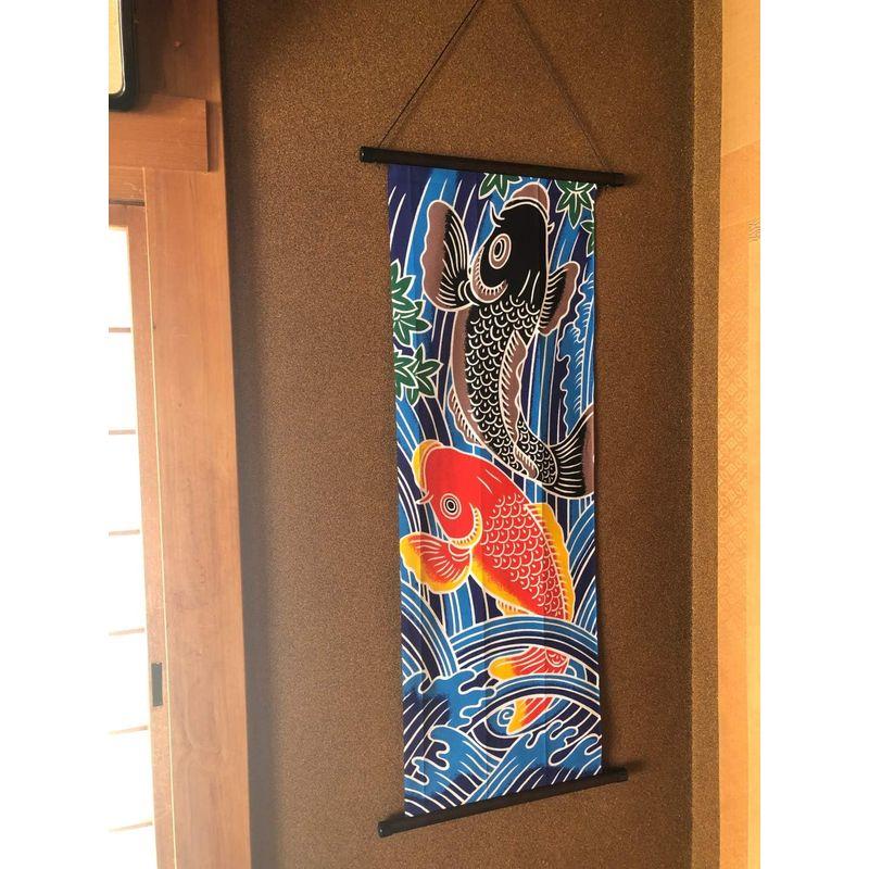 手ぬぐい タペストリー 壁飾り 天然木棒セット 日本製 伝統 職人 鯉の滝登り 登龍門｜otc-store｜02